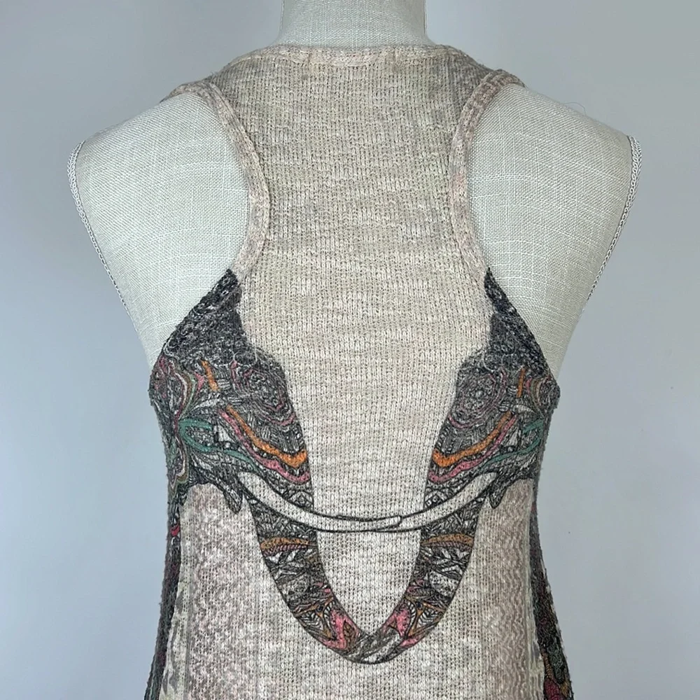 GINGER G from Anthropologie knit tank elephants tan and black S - Picture 4 of 7